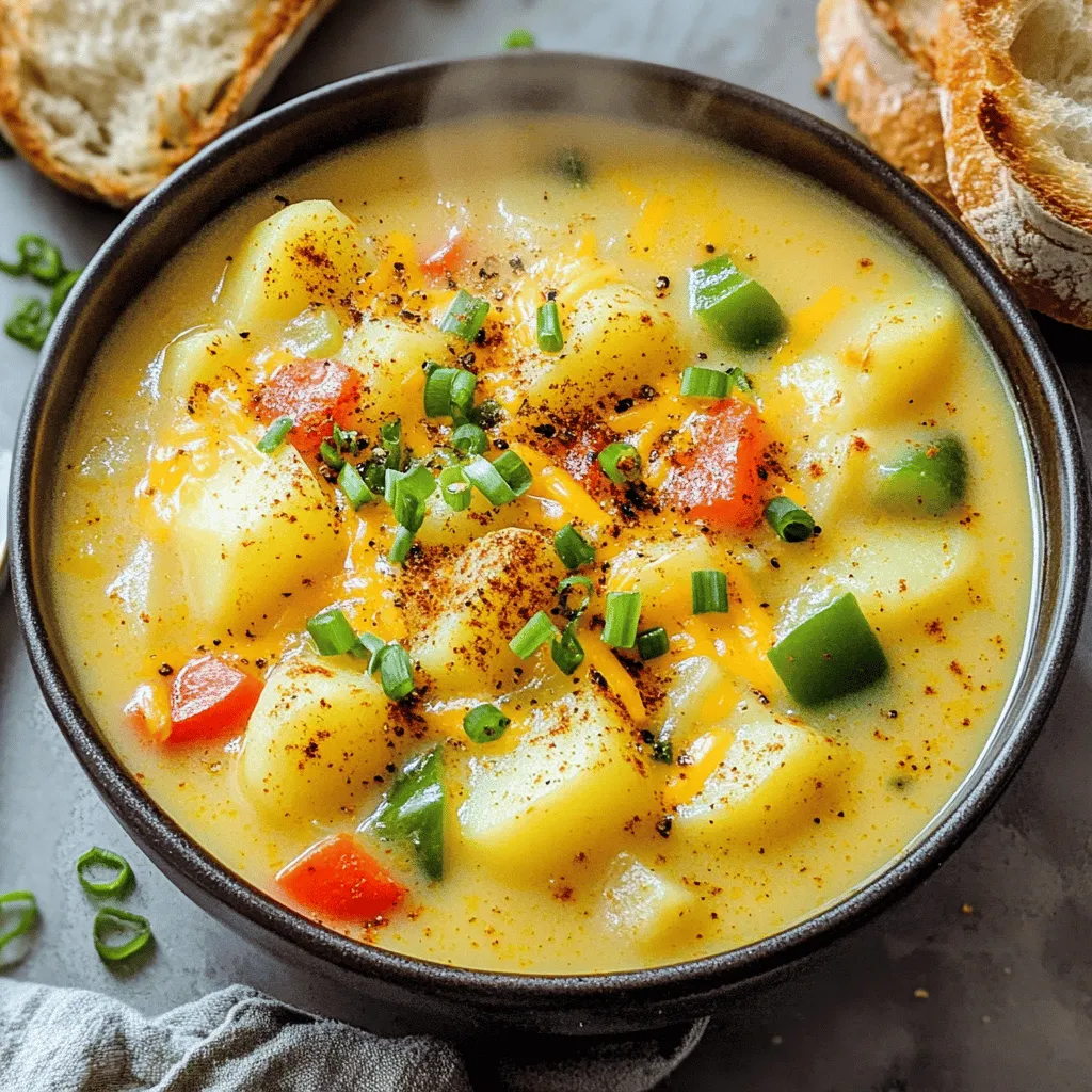Cajun potato soup shines with a mix of bold flavors and fresh ingredients. To start, use four large russet potatoes. They are starchy and creamy, perfect for soup. Dice them into small pieces for even cooking.
