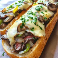 To make the best Philly cheesesteak cheesy bread, you need a few key ingredients. First, use a large French baguette. This bread gives a nice crunch and holds the filling well. Next, get one pound of thinly sliced ribeye steak. Ribeye adds rich flavor and tenderness.