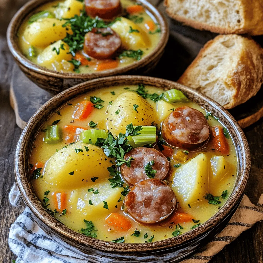To make a tasty German potato soup, you need some key ingredients. The base of the soup is the potatoes, and the best ones to use are russet potatoes. They have a fluffy texture and soak up the flavors well. You’ll want four medium russets, peeled and diced for this recipe.