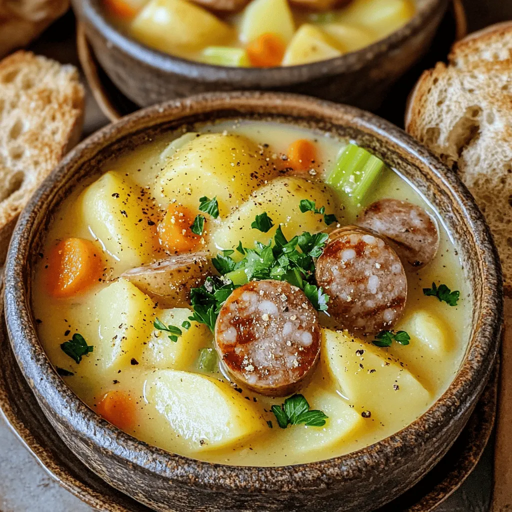 To make a tasty German potato soup, you need some key ingredients. The base of the soup is the potatoes, and the best ones to use are russet potatoes. They have a fluffy texture and soak up the flavors well. You’ll want four medium russets, peeled and diced for this recipe.
