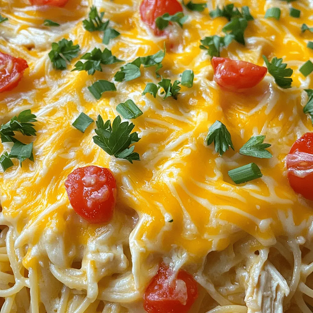 To make a great Monterey Chicken Spaghetti Bake, you need simple ingredients. The base includes 8 ounces of spaghetti and 2 cups of cooked chicken. The chicken should be shredded to mix well with the pasta. You will also need a can of cream of chicken soup and 1 cup of milk. This gives the dish a creamy texture that makes it comforting.