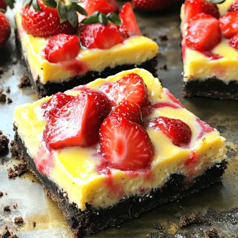 Golden Oreo Strawberry Cheesecake Bars are a sweet treat that mixes flavors well. You get a creamy filling with a crunchy crust. The crust uses Golden Oreos, which add a sweet, buttery taste. This dessert is fun to make and even better to eat.