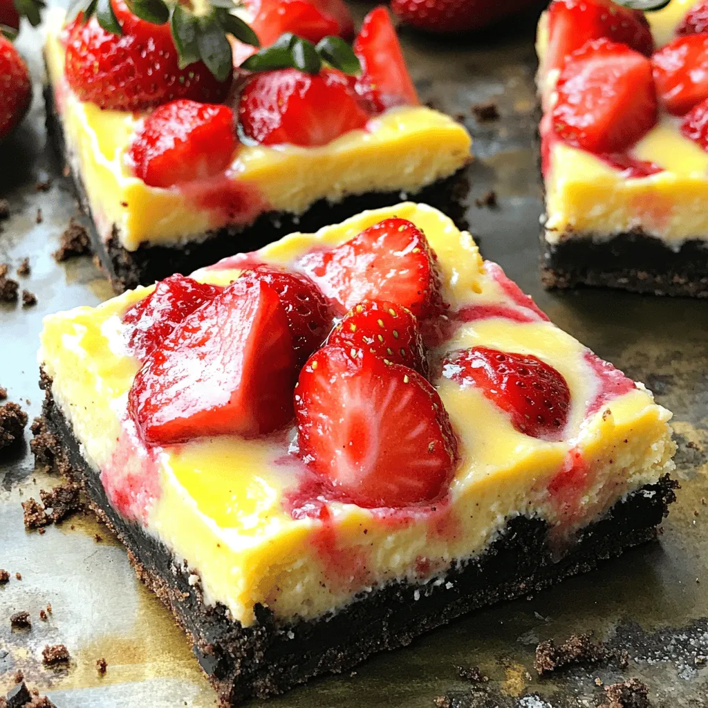 Golden Oreo Strawberry Cheesecake Bars are a sweet treat that mixes flavors well. You get a creamy filling with a crunchy crust. The crust uses Golden Oreos, which add a sweet, buttery taste. This dessert is fun to make and even better to eat.