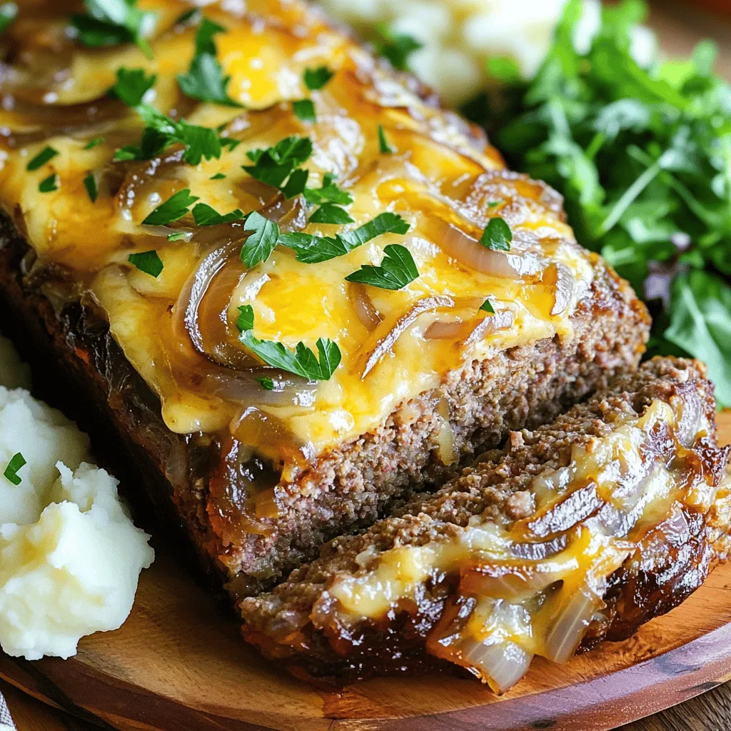 To make a great French onion meatloaf, you need the best meatloaf ingredients. You start with a mix of meats. I love using 1 pound of ground beef and half a pound of ground pork. This combo gives the meatloaf a juicy texture and rich flavor.