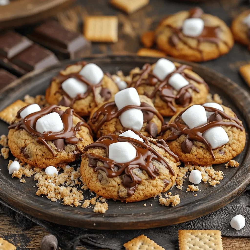 To make s'mores cookies, you need a few key ingredients. The main ones are unsalted butter, brown sugar, granulated sugar, an egg, and vanilla extract. You also need all-purpose flour, baking soda, salt, chocolate chips, mini marshmallows, and crushed graham crackers. These ingredients create a rich, chewy cookie with that classic s'mores taste.