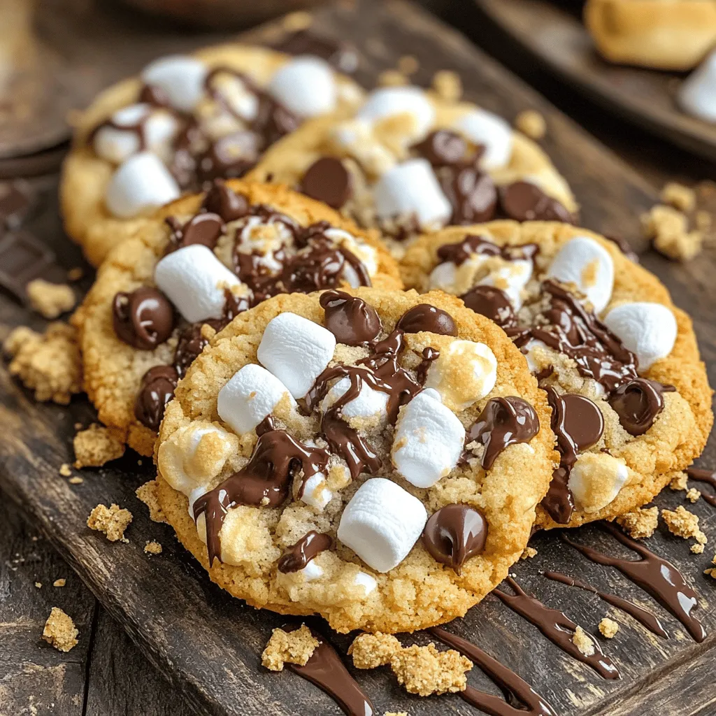 To make s'mores cookies, you need a few key ingredients. The main ones are unsalted butter, brown sugar, granulated sugar, an egg, and vanilla extract. You also need all-purpose flour, baking soda, salt, chocolate chips, mini marshmallows, and crushed graham crackers. These ingredients create a rich, chewy cookie with that classic s'mores taste.