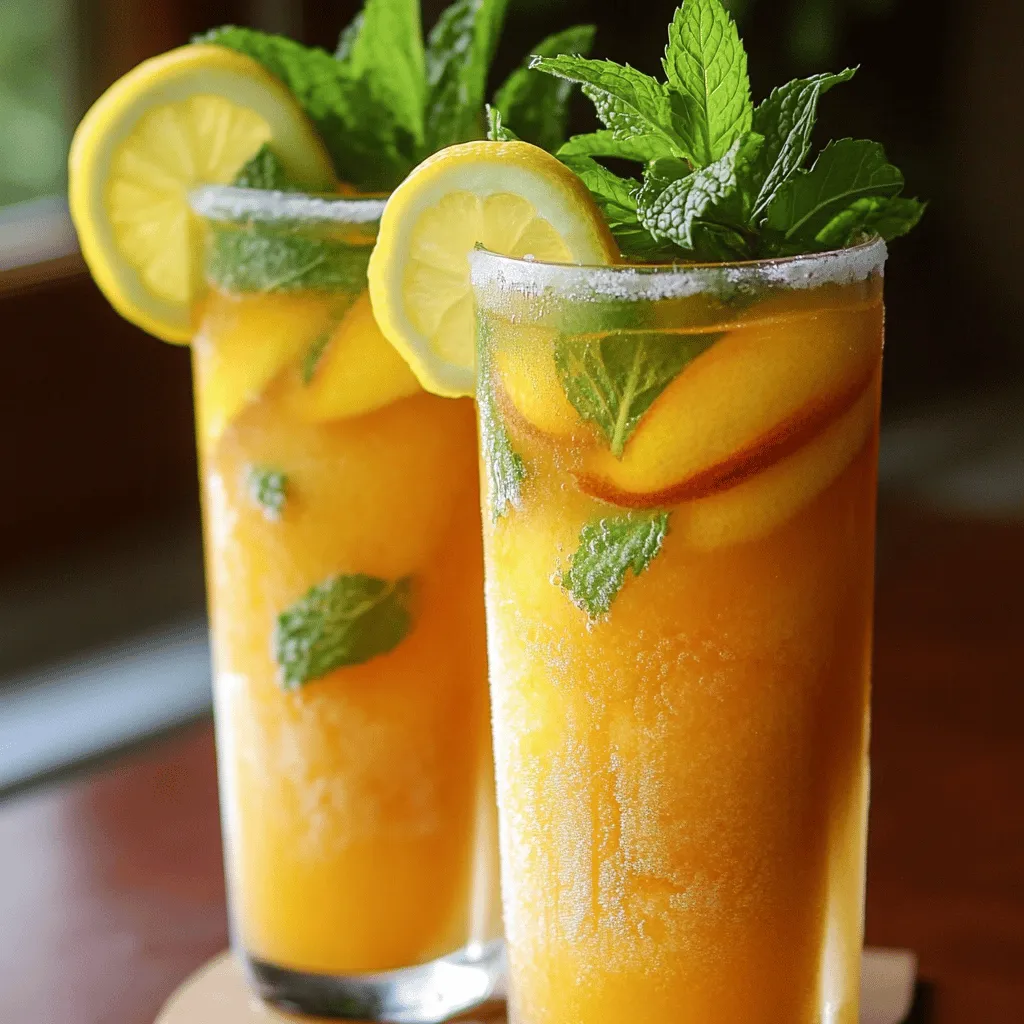 To make the best frozen peach lemonade, you need just a few key ingredients. The main stars are frozen peaches and fresh lemon juice. These two create a bright and fruity flavor that shines. You will also need honey or agave syrup for sweetness. Water is essential too, as it helps blend everything smoothly.