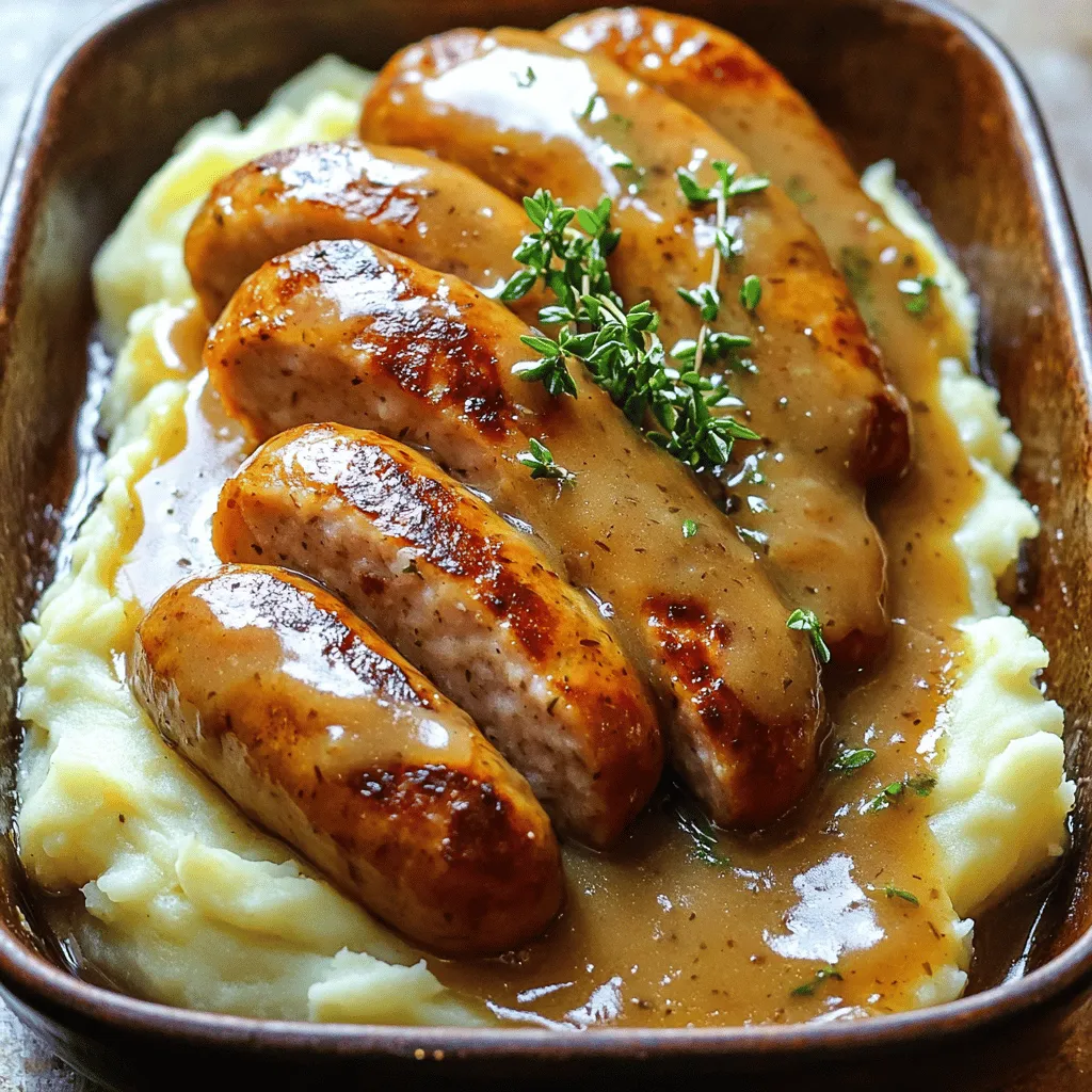 To make a classic bangers and mash recipe, you need a few key ingredients. First, high-quality sausages are a must. I prefer pork sausages, but feel free to use any variety you like. The best sausages for bangers and mash should have a good balance of fat and flavor. Look for links that are juicy and well-seasoned.