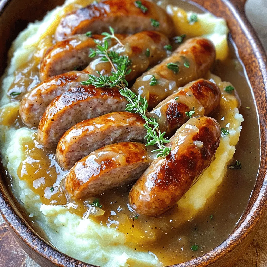 To make a classic bangers and mash recipe, you need a few key ingredients. First, high-quality sausages are a must. I prefer pork sausages, but feel free to use any variety you like. The best sausages for bangers and mash should have a good balance of fat and flavor. Look for links that are juicy and well-seasoned.