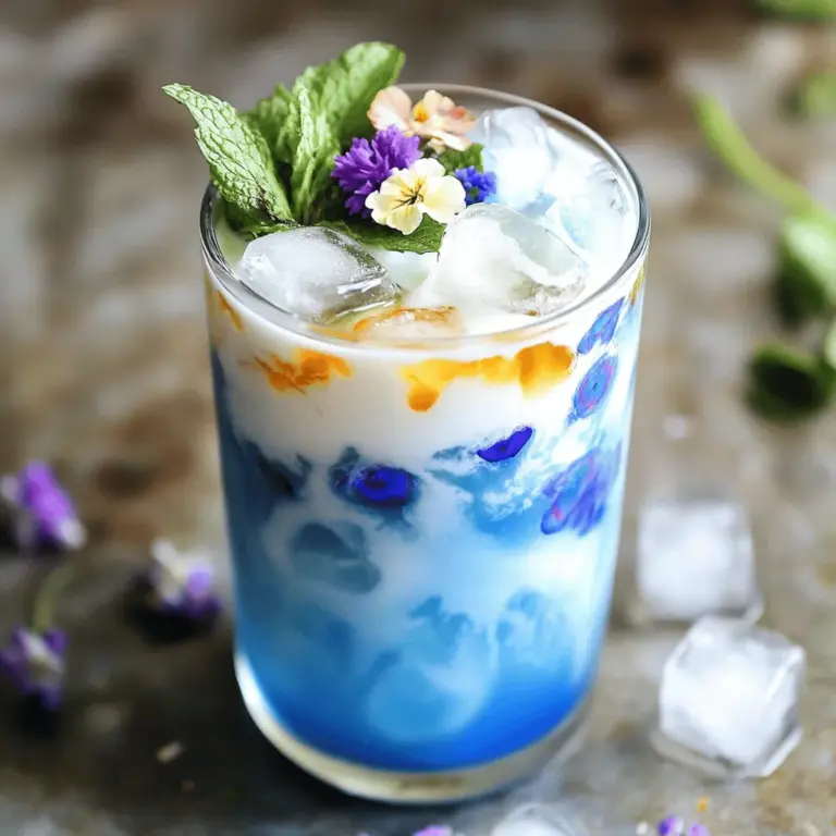To create a lovely iced butterfly pea flower tea latte, you need a few key ingredients. First, you need butterfly pea flower tea leaves. These bright blue flowers add color and flavor to your drink. Next, use hot water to brew the tea. This step unlocks the flower's vibrant hue.