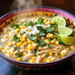 The key ingredients in Mexican street corn white chicken chili create a rich and tasty dish. This chili combines many flavors and textures.
