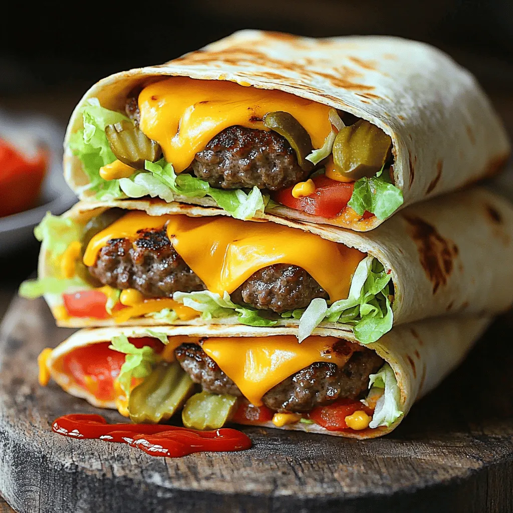 To make the best grilled cheeseburger wraps, you need simple ingredients. Here’s a quick list of grilled cheeseburger wrap ingredients: