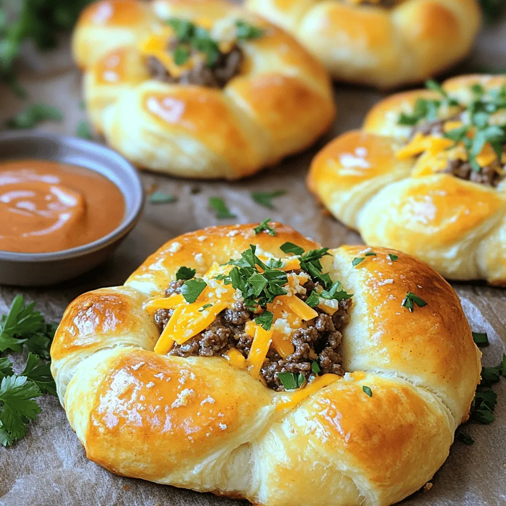 Garlic Parmesan cheeseburger bombs are a fun twist on classic burgers. They are small, stuffed bites that combine savory beef, cheese, and garlic. These tasty snacks are wrapped in soft crescent roll dough, making them easy to eat. You can enjoy them at parties or just as a quick meal.