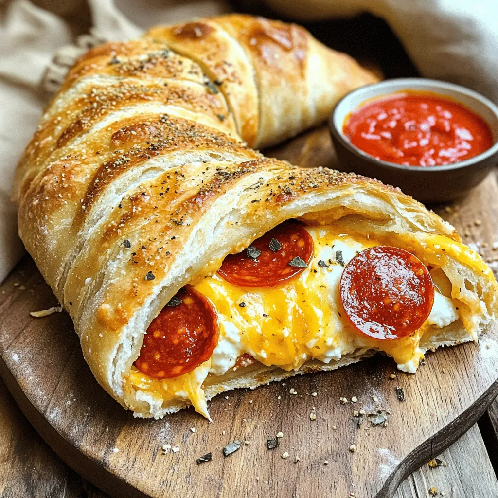 The essential ingredients in a cheese and pepperoni stromboli create a delightful mix. For the dough, you can use one pound of pizza dough, either store-bought or homemade. This dough serves as the perfect outer layer.