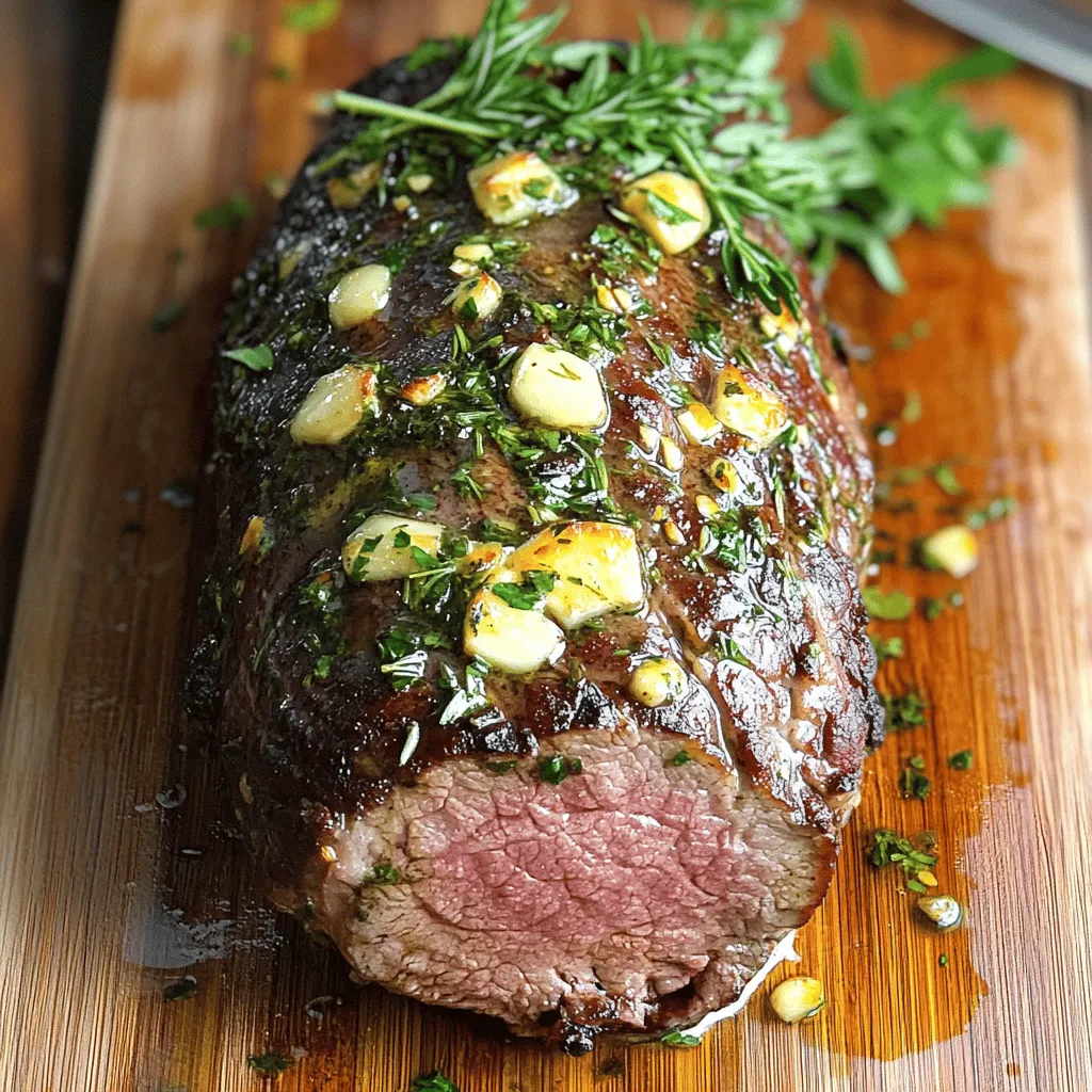 To make the best herb butter beef tenderloin roast, you need key ingredients. Start with 2.5 pounds of beef tenderloin. This cut is tender and rich. You also need half a cup of unsalted butter, which adds creaminess. Fresh garlic gives it a bold flavor. Use four cloves, minced finely. For herbs, you want rosemary, thyme, and parsley. One tablespoon of each, chopped, works great. Finally, add salt and black pepper for seasoning.