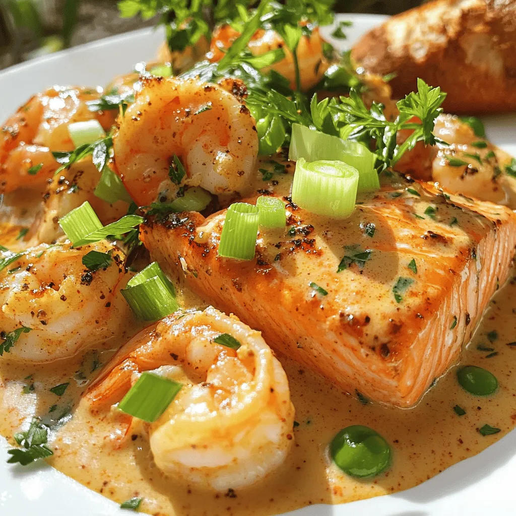The right ingredients make this Cajun shrimp recipe shine. For this dish, you need fresh shrimp and salmon. Use 1 pound of shrimp, peeled and deveined, and 1 pound of salmon fillet, skin removed.