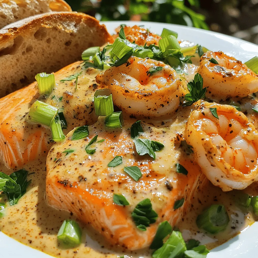 The right ingredients make this Cajun shrimp recipe shine. For this dish, you need fresh shrimp and salmon. Use 1 pound of shrimp, peeled and deveined, and 1 pound of salmon fillet, skin removed.