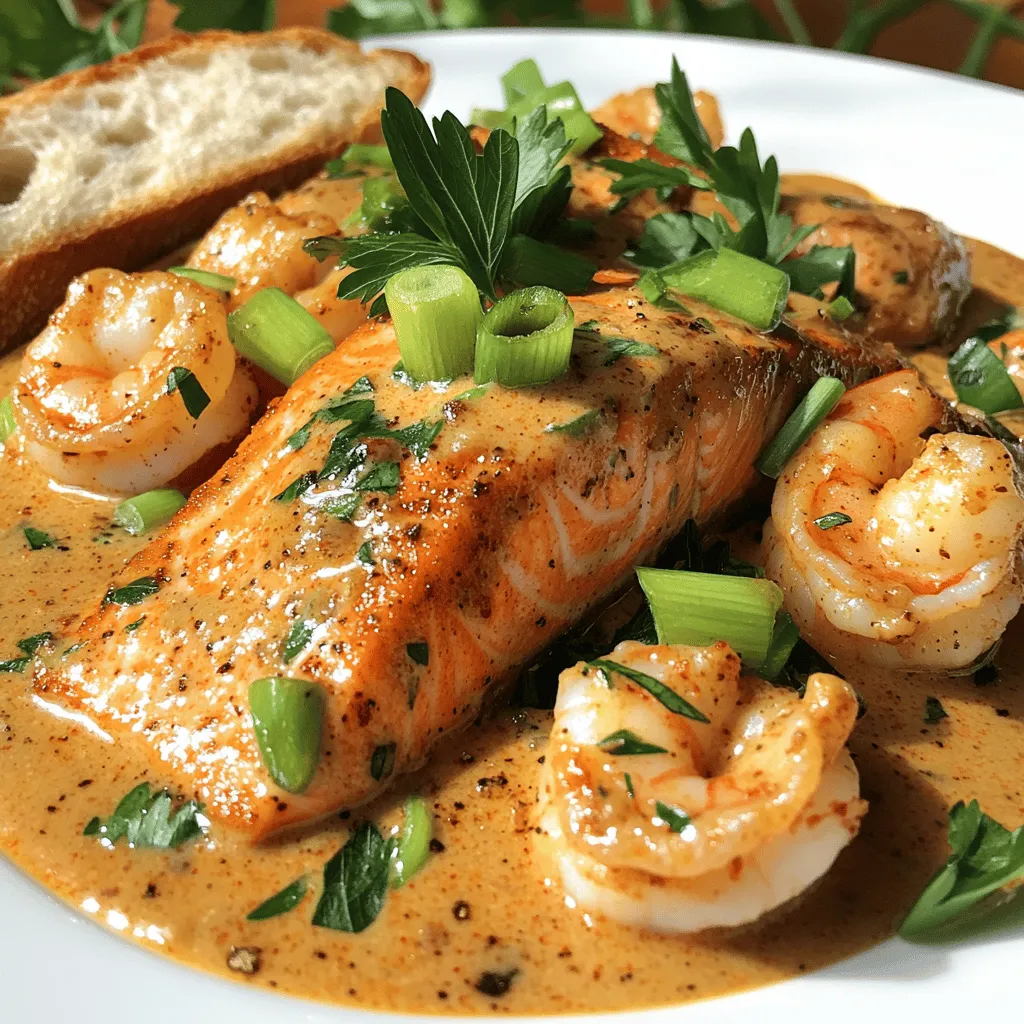 The right ingredients make this Cajun shrimp recipe shine. For this dish, you need fresh shrimp and salmon. Use 1 pound of shrimp, peeled and deveined, and 1 pound of salmon fillet, skin removed.