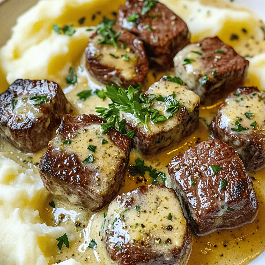 To make creamy garlic butter steak bites, you need fresh and simple ingredients. First, get one pound of sirloin steak. This cut is tender and perfect for bites. You will also need four tablespoons of unsalted butter. The butter gives your garlic butter sauce a rich flavor.