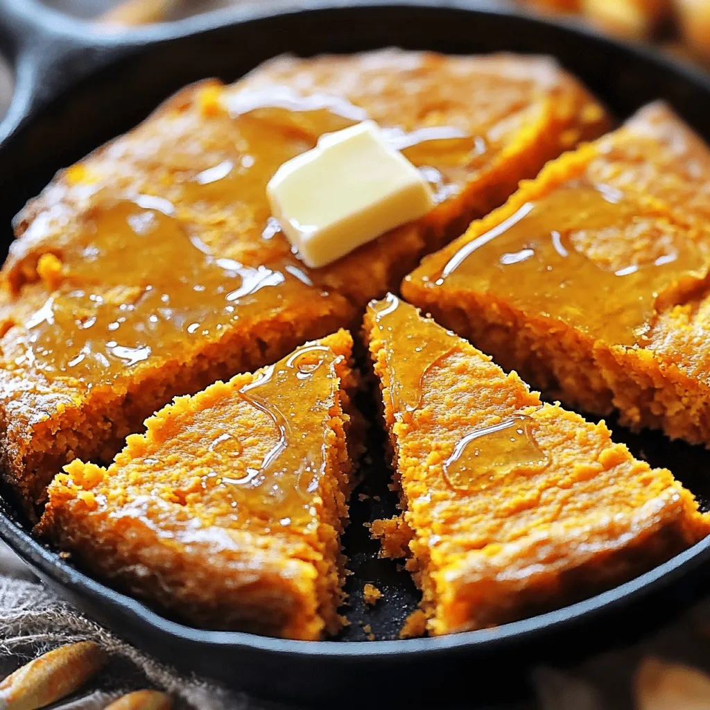 The key components for honey butter sweet potato cornbread are simple yet vital. You need one cup of mashed sweet potatoes, which adds moisture and a sweet flavor. One cup of cornmeal gives the bread its classic texture. All-purpose flour complements the cornmeal, while sugar sweetens the mix. You will also use baking powder and baking soda for the right rise. A pinch of salt balances the flavors.