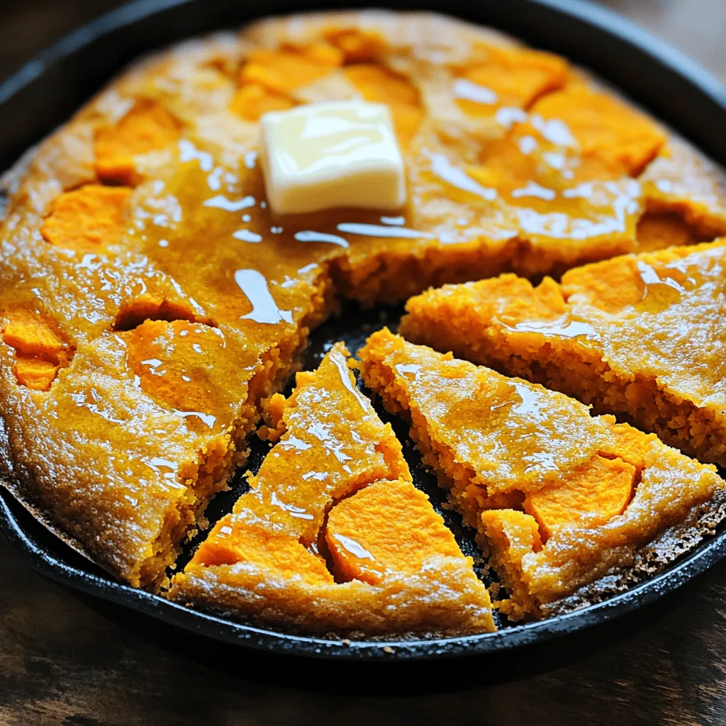The key components for honey butter sweet potato cornbread are simple yet vital. You need one cup of mashed sweet potatoes, which adds moisture and a sweet flavor. One cup of cornmeal gives the bread its classic texture. All-purpose flour complements the cornmeal, while sugar sweetens the mix. You will also use baking powder and baking soda for the right rise. A pinch of salt balances the flavors.