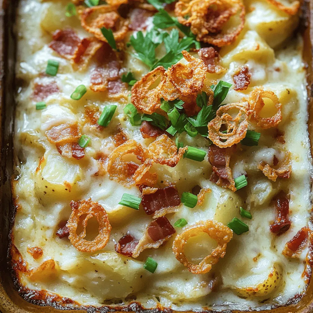 The Delicious Mississippi Mud Potatoes Recipe stands out for its creamy and rich flavor. You can find comfort in each bite. This dish combines potatoes, cream cheese, and bacon for a savory treat. The crispy onions on top add a fun crunch. This recipe is not just tasty; it’s a warm hug on a plate.