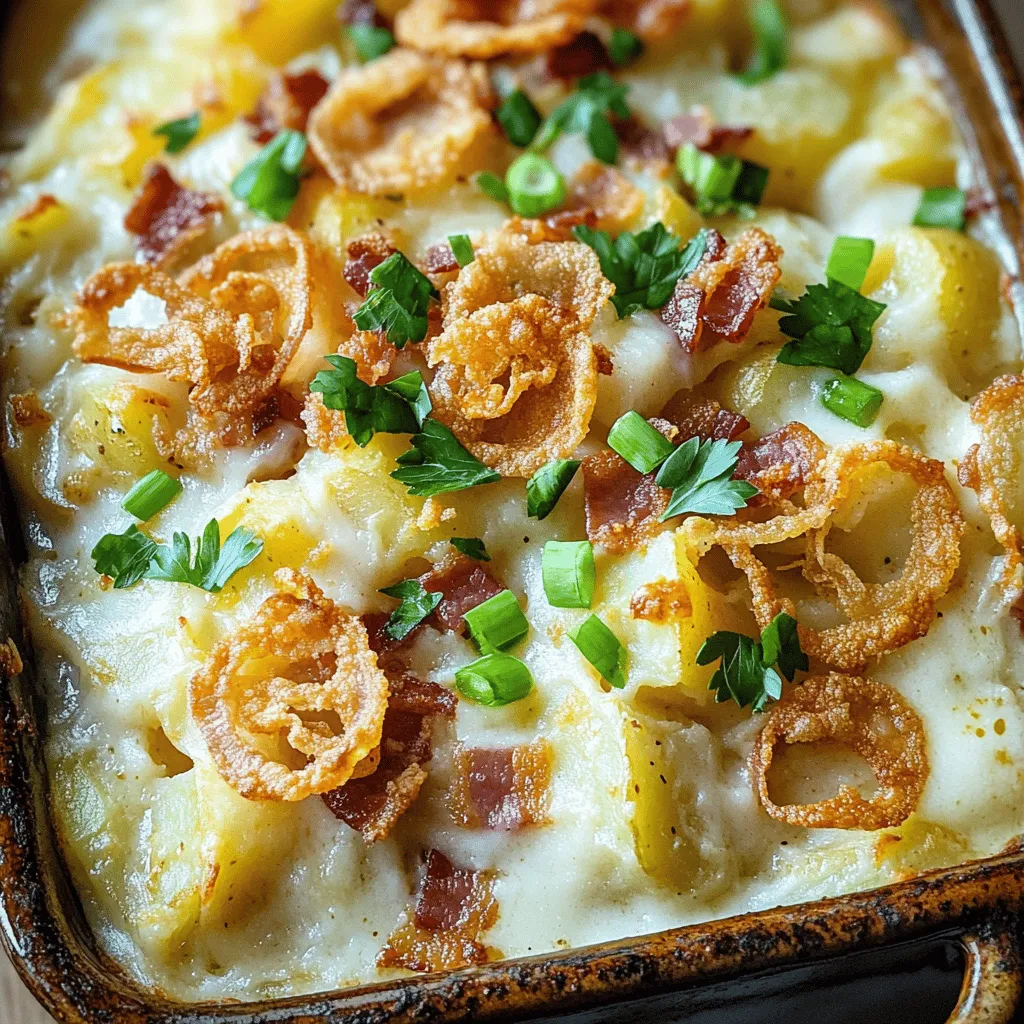 The Delicious Mississippi Mud Potatoes Recipe stands out for its creamy and rich flavor. You can find comfort in each bite. This dish combines potatoes, cream cheese, and bacon for a savory treat. The crispy onions on top add a fun crunch. This recipe is not just tasty; it’s a warm hug on a plate.