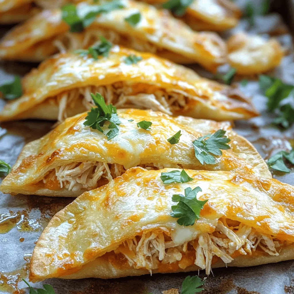 To make an Easy Cheesy Chicken-Filled dish, you need just a few key ingredients. First, you need cooked chicken. I prefer shredded chicken for a nice texture. Next, cream cheese adds creaminess. It makes the filling rich and smooth. You also need mozzarella cheese. This cheese melts well, giving that gooey texture we love. Parmesan cheese adds a salty bite to the mix.
