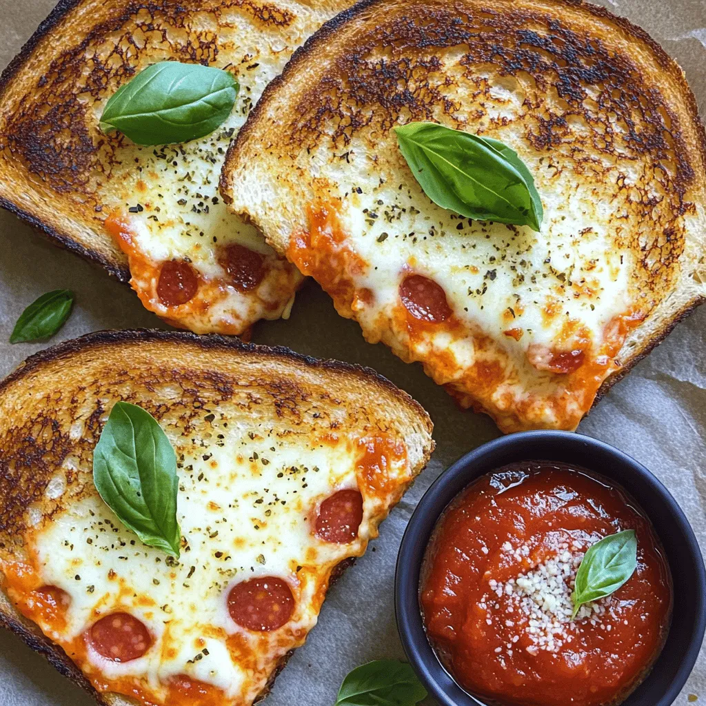 The best pizza grilled cheese starts with great ingredients. You need four slices of sourdough bread. Sourdough gives a nice crunch and flavor. Use two tablespoons of softened unsalted butter to spread on the bread. This makes it golden and crispy.