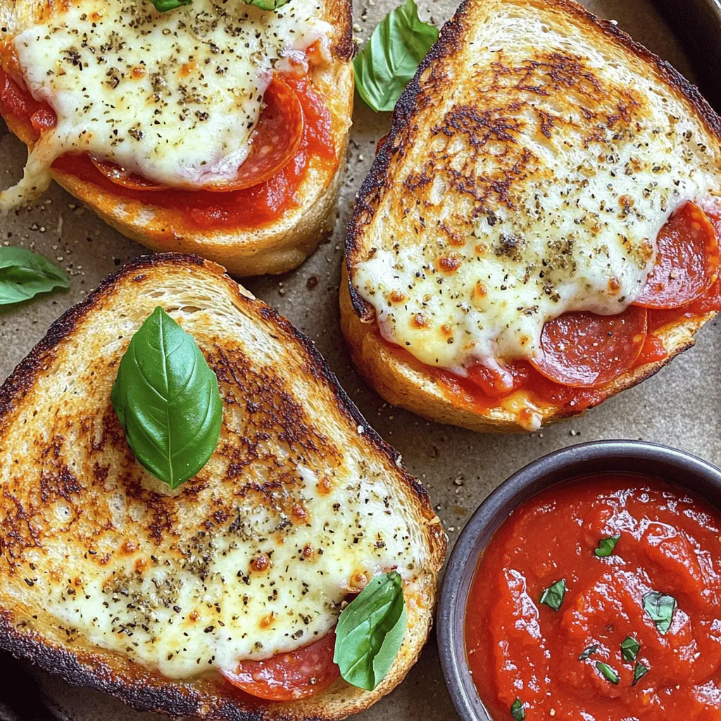 The best pizza grilled cheese starts with great ingredients. You need four slices of sourdough bread. Sourdough gives a nice crunch and flavor. Use two tablespoons of softened unsalted butter to spread on the bread. This makes it golden and crispy.