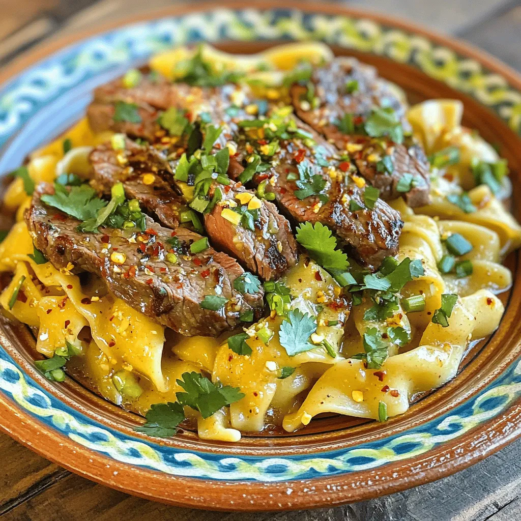 To make Garlic Butter Steak Lightning Noodles, you need a few key ingredients. First, use egg noodles. They cook fast and soak up flavors well. Next, flank steak is your star protein. It is tender and has great taste when cooked right. You also need butter, garlic, soy sauce, and oyster sauce. These make a rich garlic butter sauce that enhances the dish.