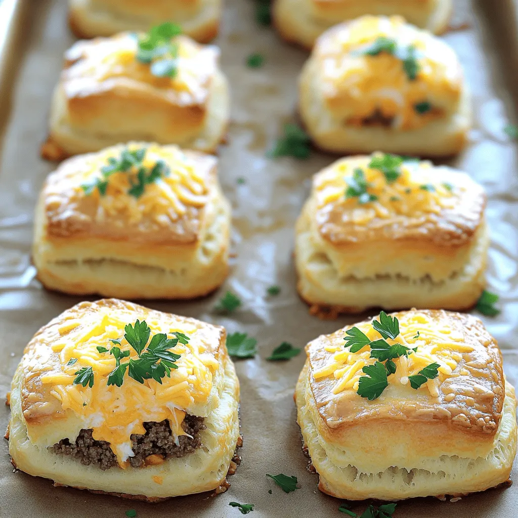 For cheesy beef biscuit bombs, you need simple but tasty ingredients. The main star is ground beef. It gives the bombs a rich flavor. You also need cheese. I like using cheddar and mozzarella for a gooey texture.