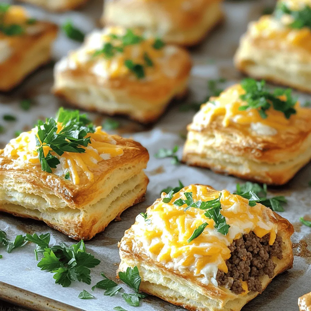 For cheesy beef biscuit bombs, you need simple but tasty ingredients. The main star is ground beef. It gives the bombs a rich flavor. You also need cheese. I like using cheddar and mozzarella for a gooey texture.