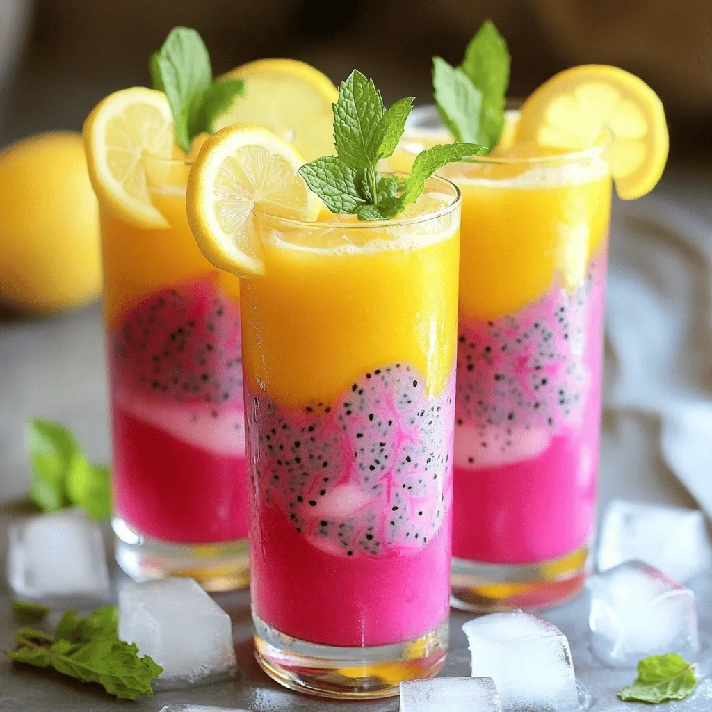 To make a great Mango Dragon Fruit Lemonade, you need fresh ingredients. Here’s what you need: