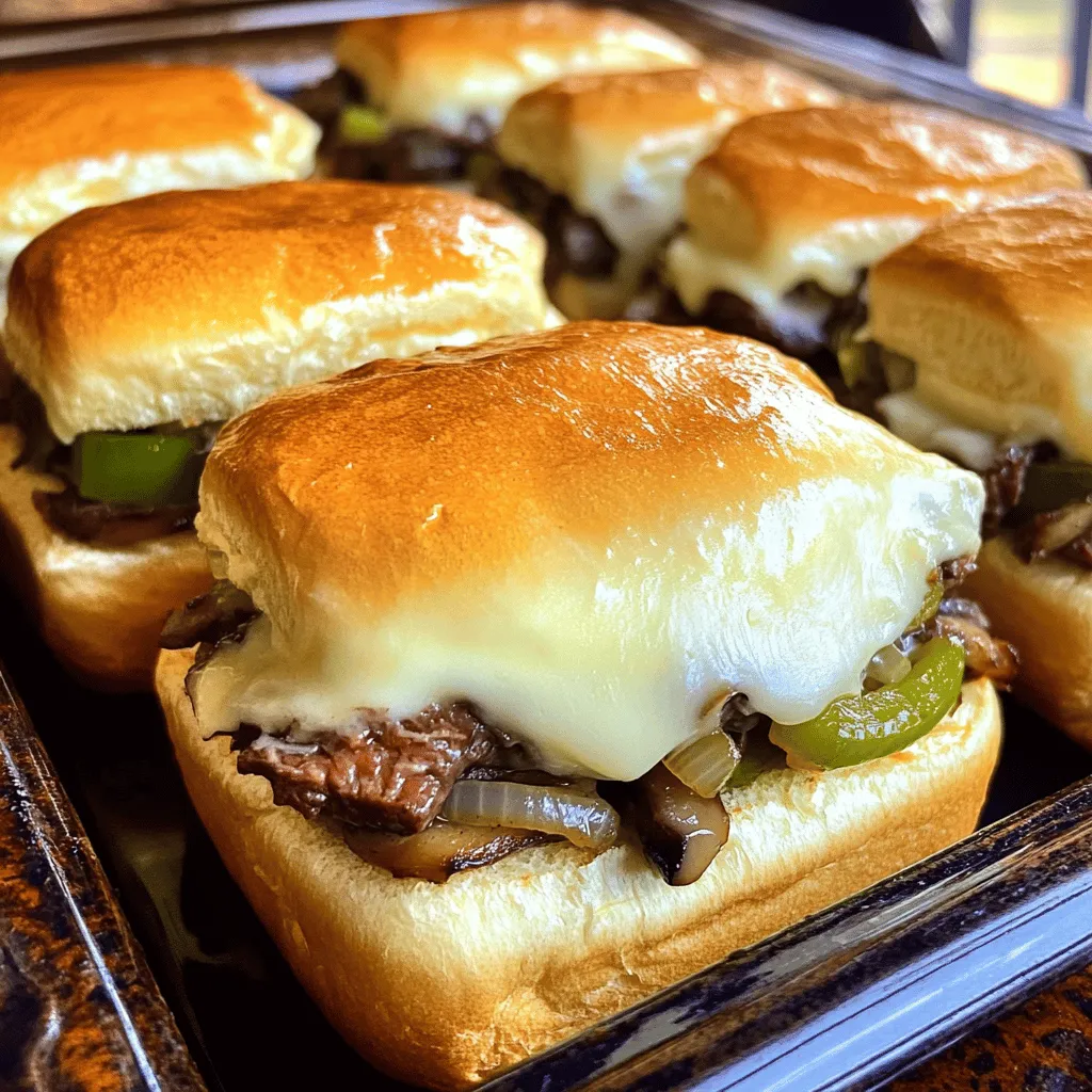 Philly Cheesesteak Sliders are mini sandwiches packed with flavor. They feature juicy ribeye steak, sautéed veggies, and melted cheese, all served on soft buns. This dish brings the classic Philly cheesesteak to a fun, bite-sized format.