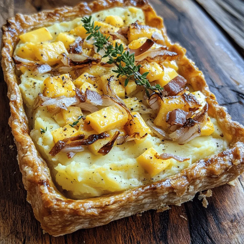 The Irish Potato Pie is simple yet full of flavor. For this dish, the main ingredients are key. You need 4 large russet potatoes, peeled and cubed. Russet potatoes mash well and create a creamy filling. Next, you’ll want 1/2 cup of unsalted butter, which adds richness. Heavy cream is also crucial; use 1 cup for a smooth texture.