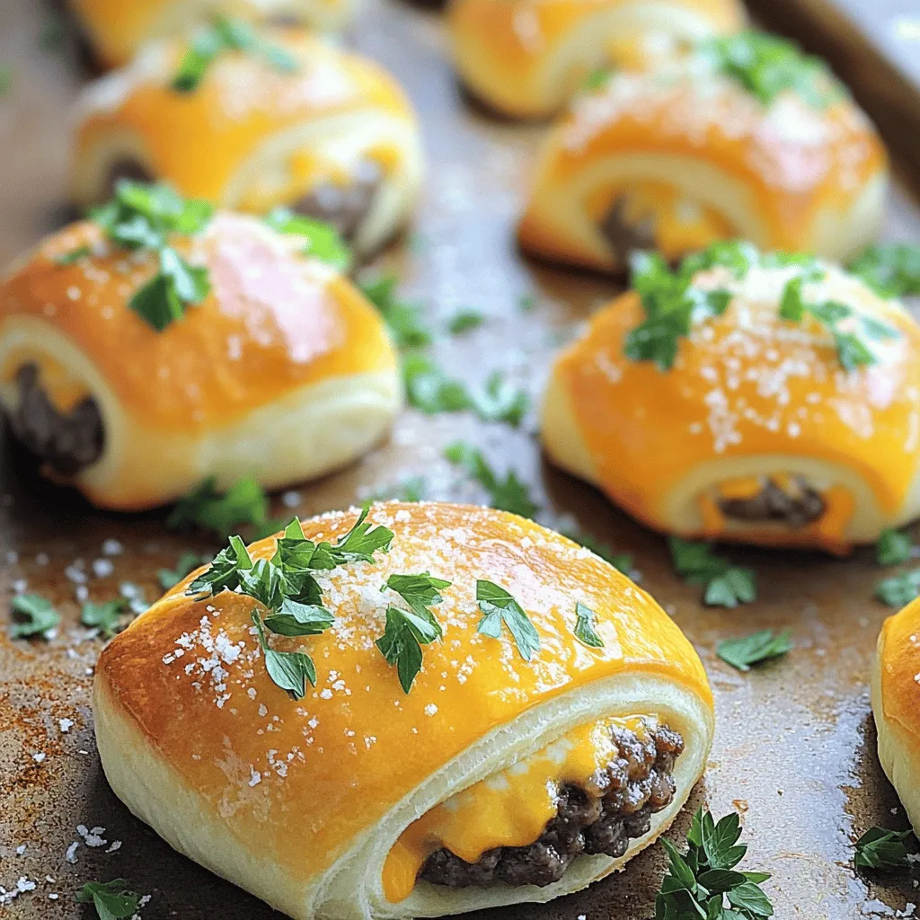 Garlic Parmesan cheeseburger bombs are delicious snacks that combine savory flavors with fun. They are small, dough-wrapped balls filled with a tasty beef mixture. Each bite gives you a burst of cheesy goodness and garlic flavor.