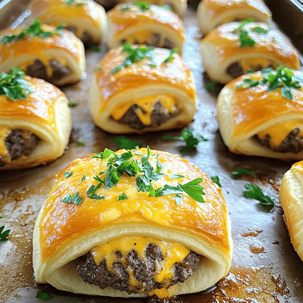 Garlic Parmesan cheeseburger bombs are delicious snacks that combine savory flavors with fun. They are small, dough-wrapped balls filled with a tasty beef mixture. Each bite gives you a burst of cheesy goodness and garlic flavor.