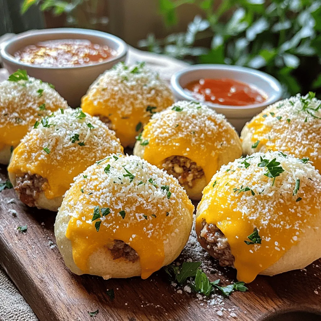 Garlic Parmesan cheeseburger bombs are tasty, fun bites filled with cheese and beef. They combine the best of cheeseburgers and garlic bread. You can think of them as little pockets of joy, perfect for sharing with friends or family.