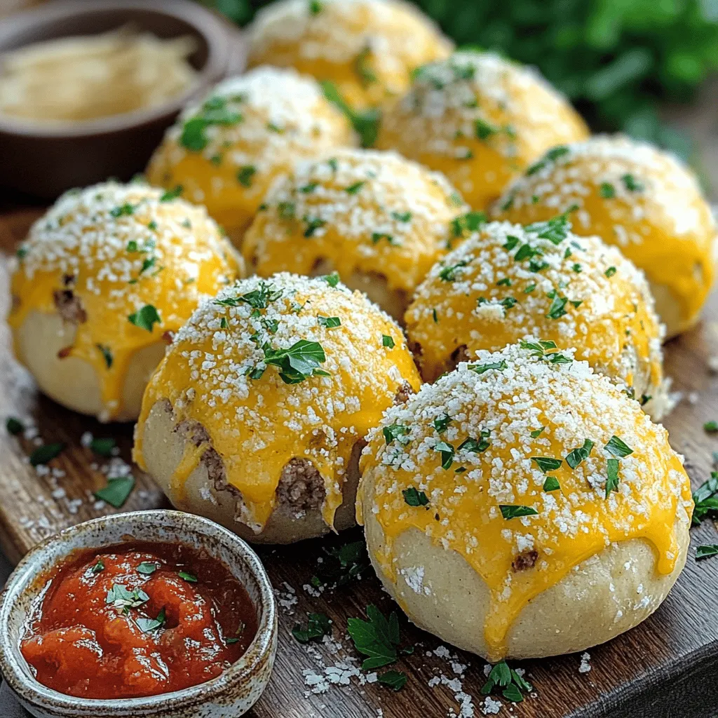 Garlic Parmesan cheeseburger bombs are tasty, fun bites filled with cheese and beef. They combine the best of cheeseburgers and garlic bread. You can think of them as little pockets of joy, perfect for sharing with friends or family.