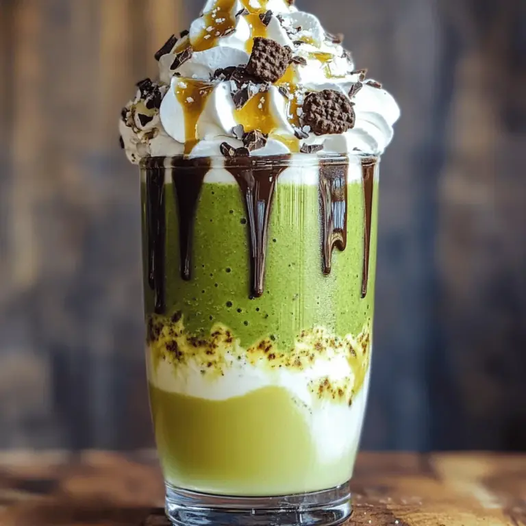To make a Cookies & Cream Matcha Frappe, you need some key matcha frappe ingredients. The base includes one cup of milk, either dairy or non-dairy. Next, you will need two tablespoons of matcha powder, which gives the drink its vibrant green color and unique flavor. Ice cubes are essential for that chilled texture, so grab about one cup.
