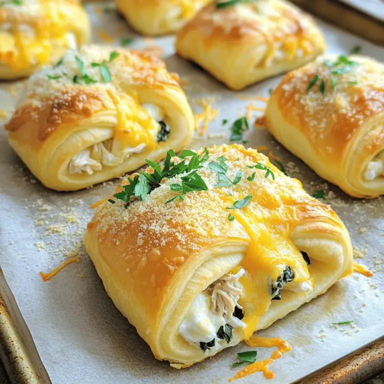 To make chicken stuffed crescent rolls, you need several key ingredients. The base is one can of refrigerated crescent roll dough. This dough is easy to work with and gives a nice flaky texture.