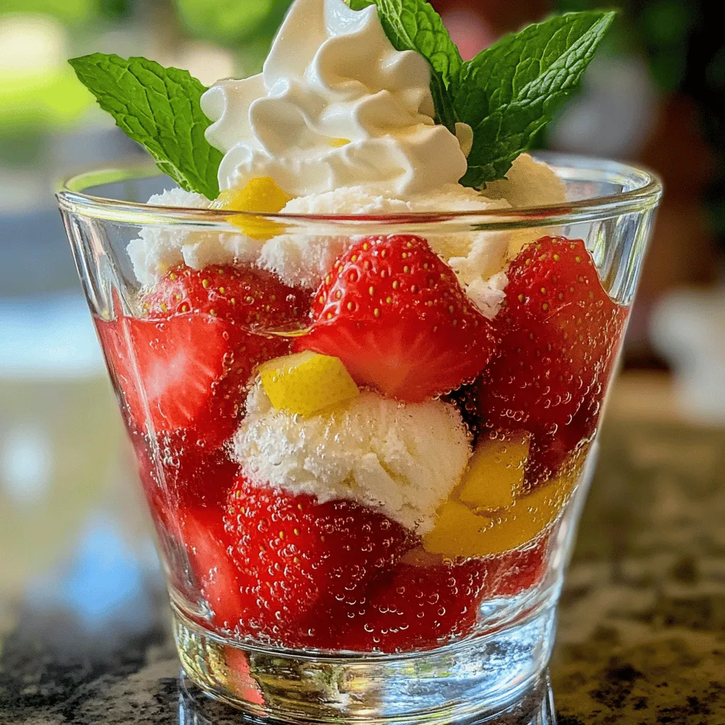 To make an easy strawberry patch float, you need simple, fresh ingredients. The main items are: