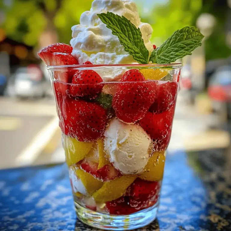 To make an easy strawberry patch float, you need simple, fresh ingredients. The main items are: