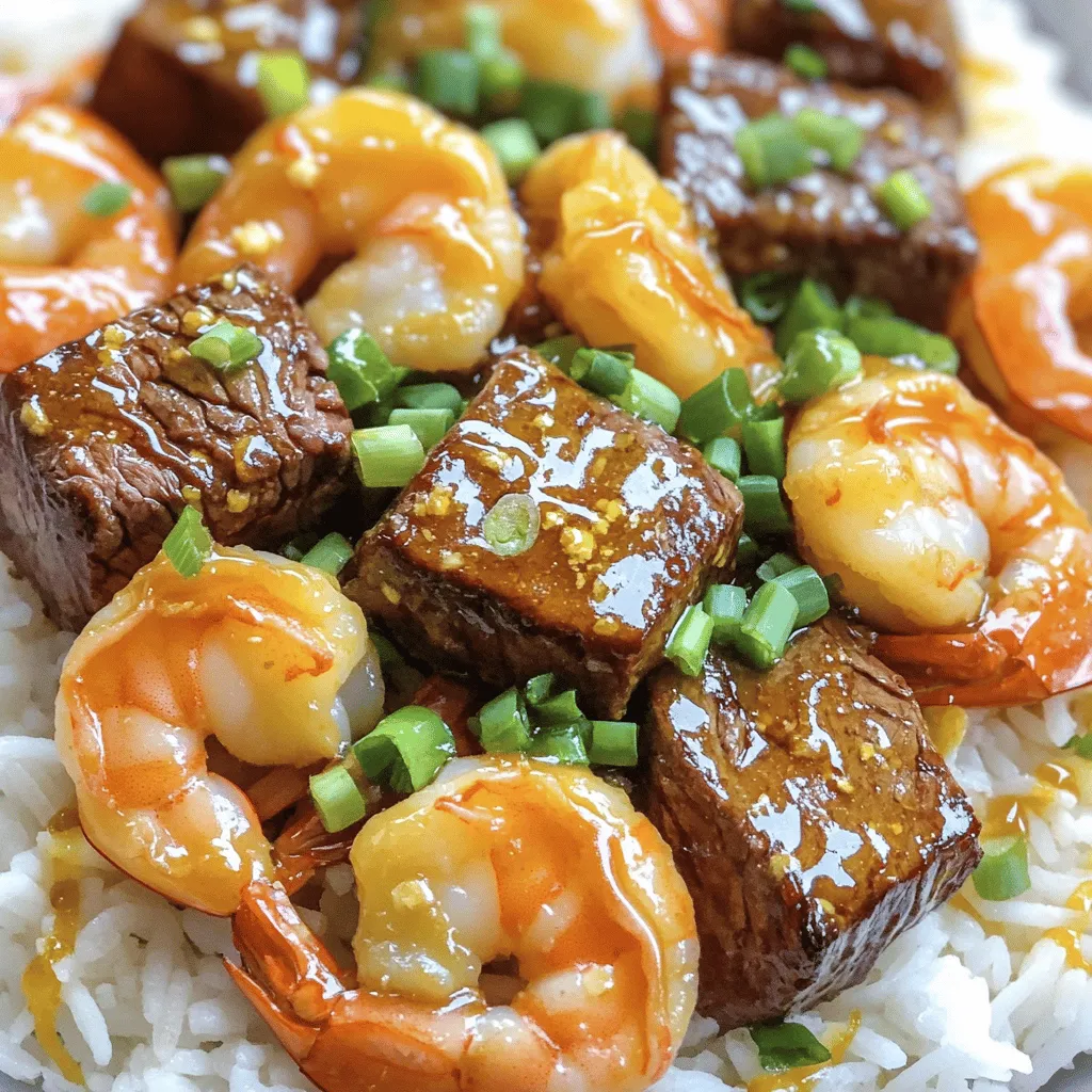 To make savory steak bites and shrimp, you need simple yet tasty ingredients. First, choose 1 pound of sirloin steak. Cut it into bite-sized cubes. This cut is tender and flavorful. Next, get 1 pound of large shrimp, peeled and deveined. Fresh shrimp adds a nice touch.