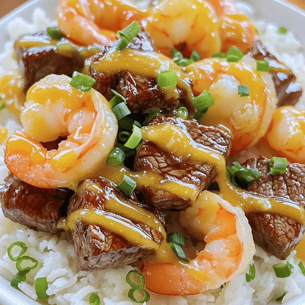 Savory Steak Bites and Shrimp in Garlic Butter Glaze