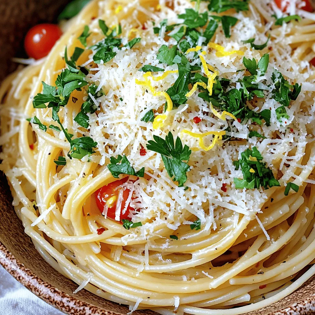 To make a great garlic butter pasta recipe, you need fresh and simple ingredients. The main star is the pasta. I love using spaghetti, but you can choose any type you like. The texture of the pasta can change how the sauce clings. Thicker pasta holds more sauce, while thinner pasta gives a lighter feel to the dish.