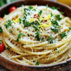 To make a great garlic butter pasta recipe, you need fresh and simple ingredients. The main star is the pasta. I love using spaghetti, but you can choose any type you like. The texture of the pasta can change how the sauce clings. Thicker pasta holds more sauce, while thinner pasta gives a lighter feel to the dish.