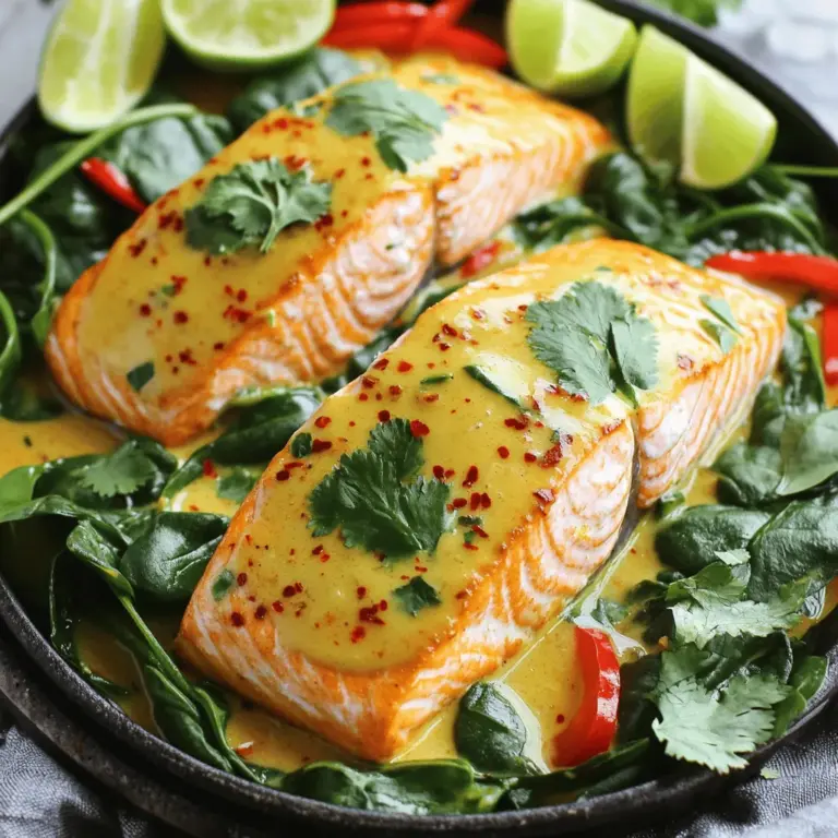 To make Coconut Curry Salmon with Garlic Butter, you need fresh ingredients. Gather four salmon fillets, each around six ounces. This fish is healthy and packed with nutrients. Next, grab a can of coconut milk, which enhances the dish's creaminess. You will also need two tablespoons of red curry paste. This adds a spicy kick to the meal.