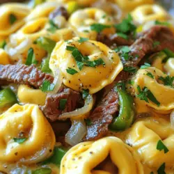 To make cheesesteak tortellini, you need some key ingredients. First, you want cheese tortellini. You can use fresh or frozen. Both work well in this dish. Next, ribeye steak is the best choice for the cheesesteak flavor. It has great marbling and taste.